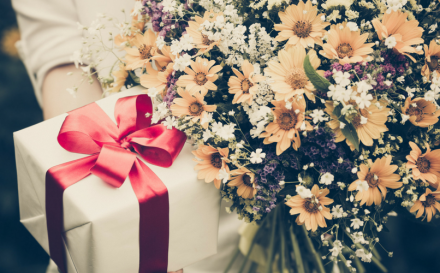 flowers and present