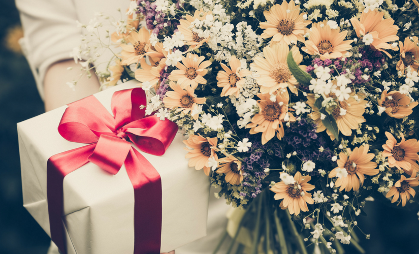 flowers and present